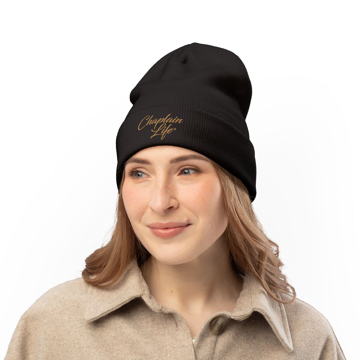 Charming Embroidered Knit Beanie for Chaplains | Stylish Winter Hat, Gift for Spiritual Leaders, Cozy Headwear