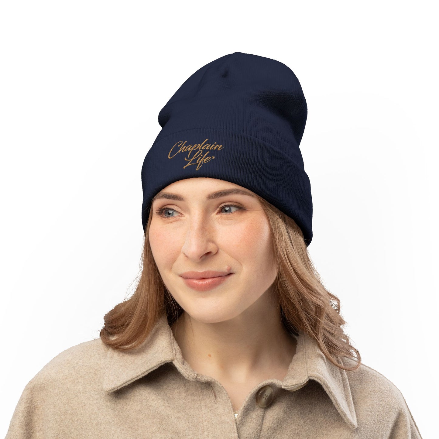Charming Embroidered Knit Beanie for Chaplains | Stylish Winter Hat, Gift for Spiritual Leaders, Cozy Headwear