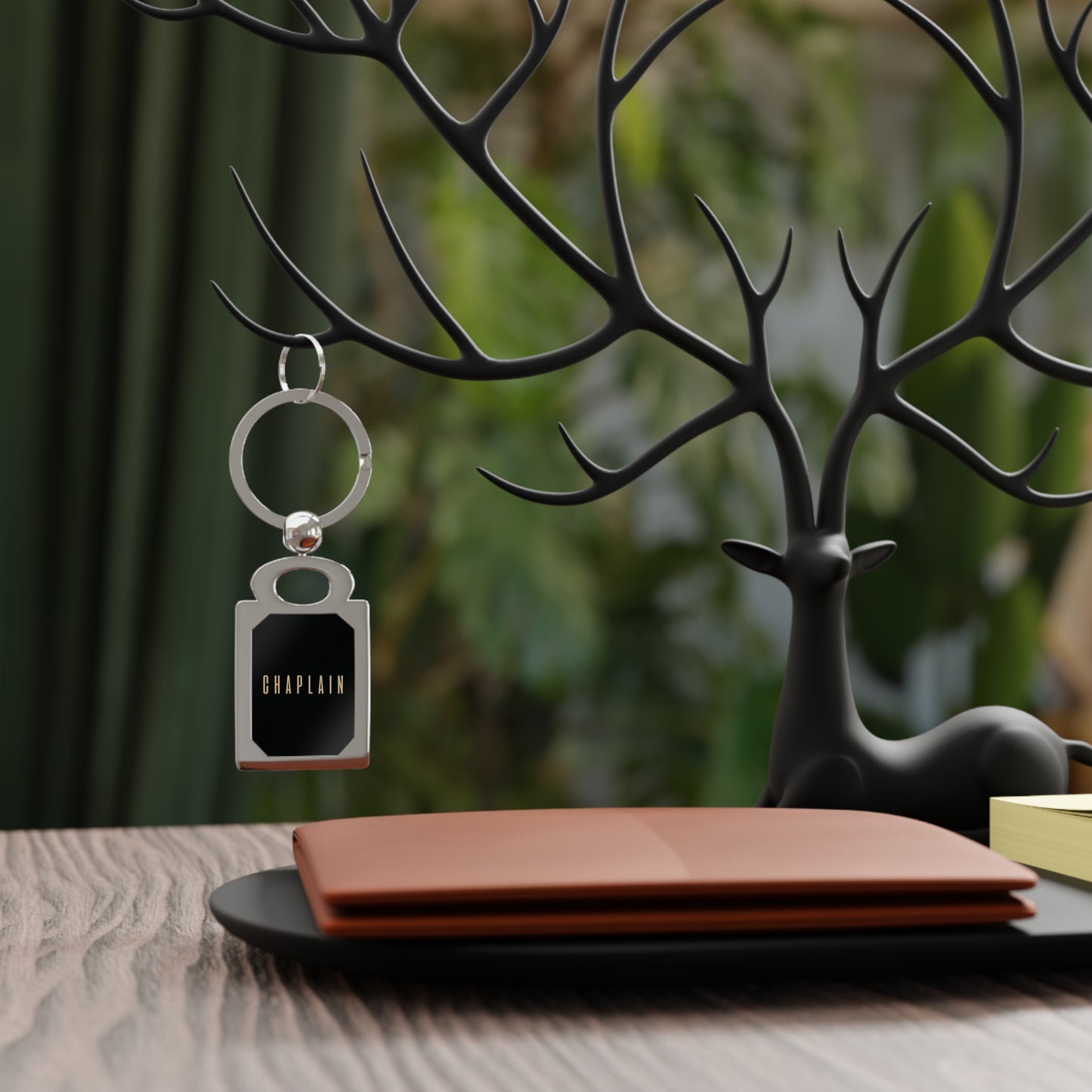 Chaplain Rectangle Photo Keyring — Personalized Silver Keepsake