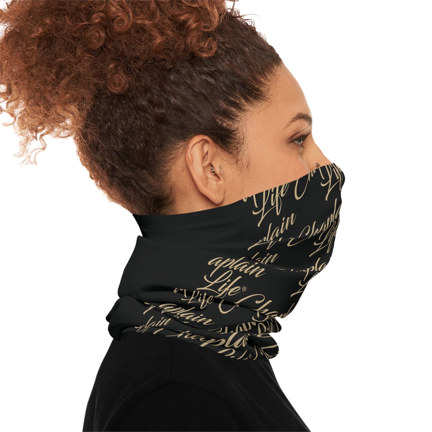 Captain Life Pattern Neck Gaiter — Lightweight Black Face Scarf