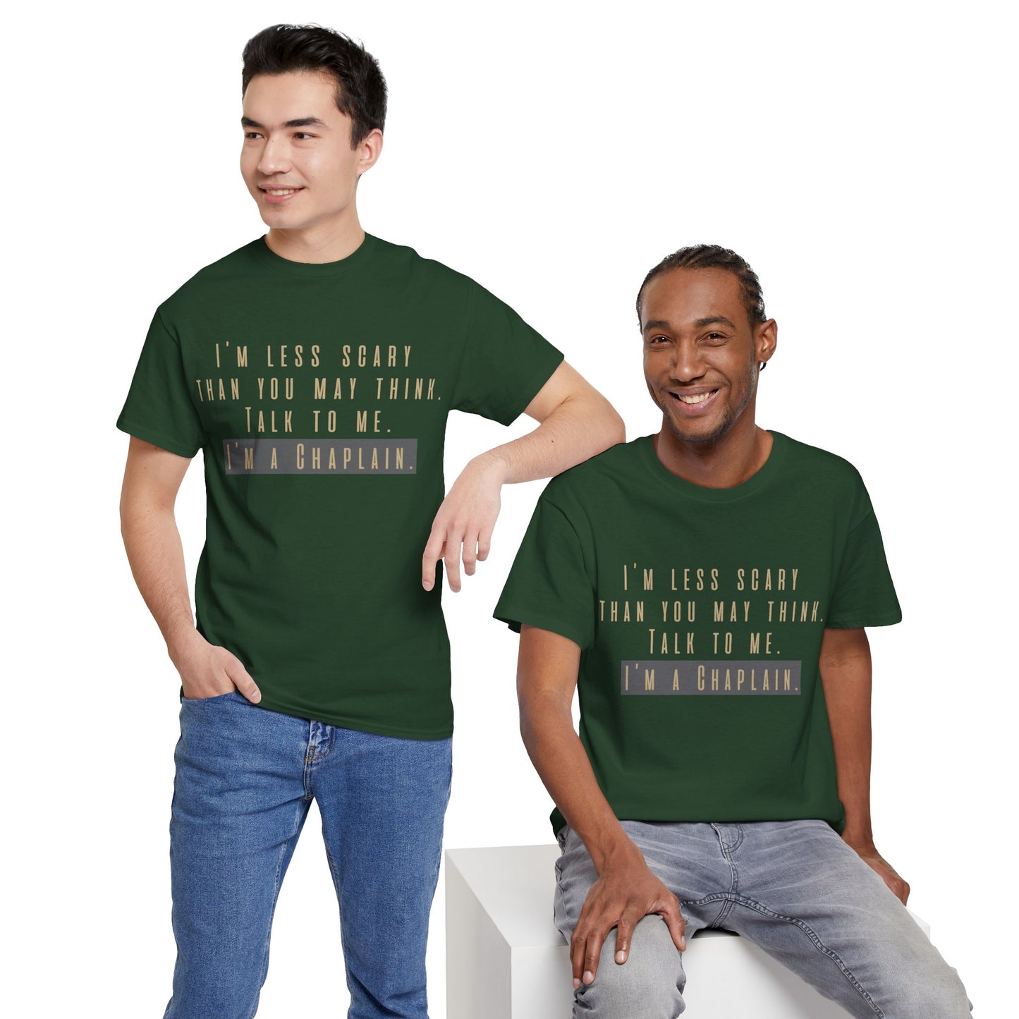 Chaplains care. We don't scare. - Light Humor Tee by Chaplain Life®