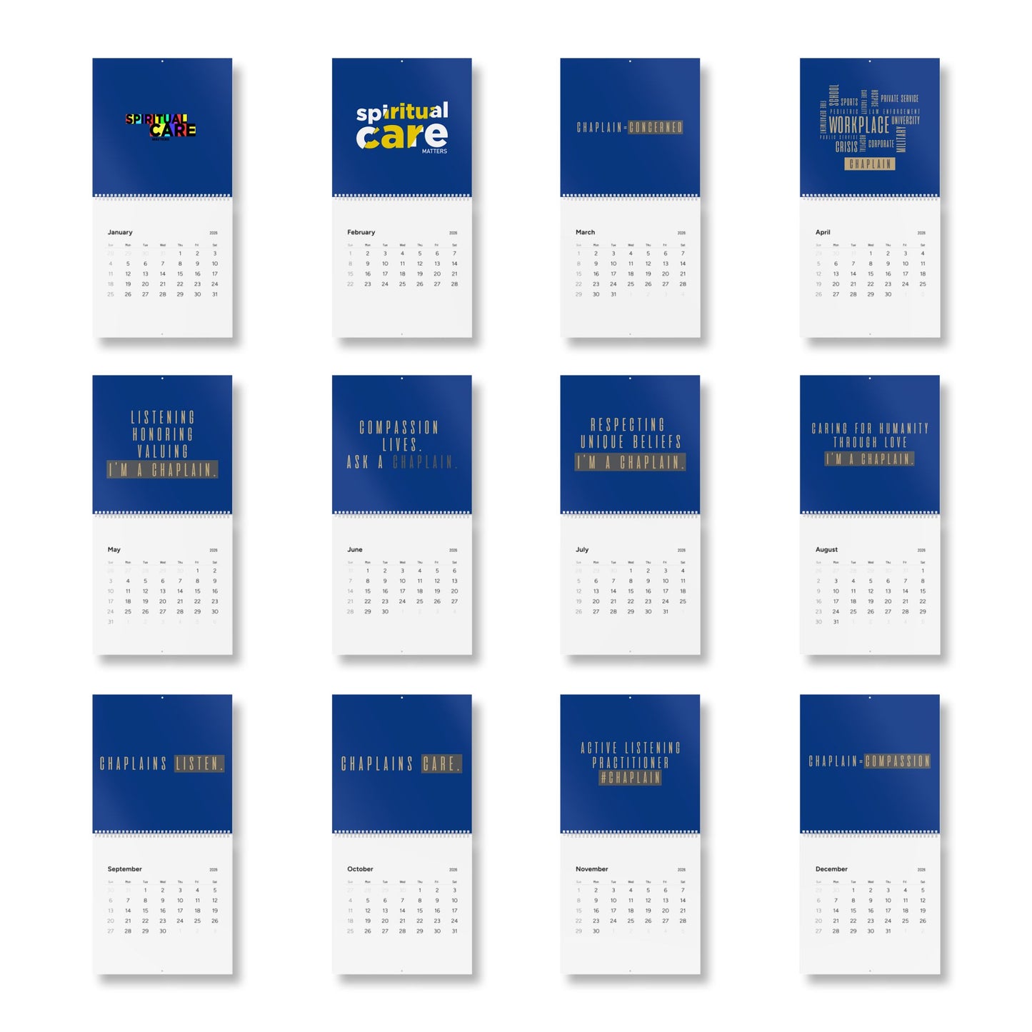 Spiritual Care 2026 Wall Calendar – Inspirational Chaplain Quotes & Monthly Planner