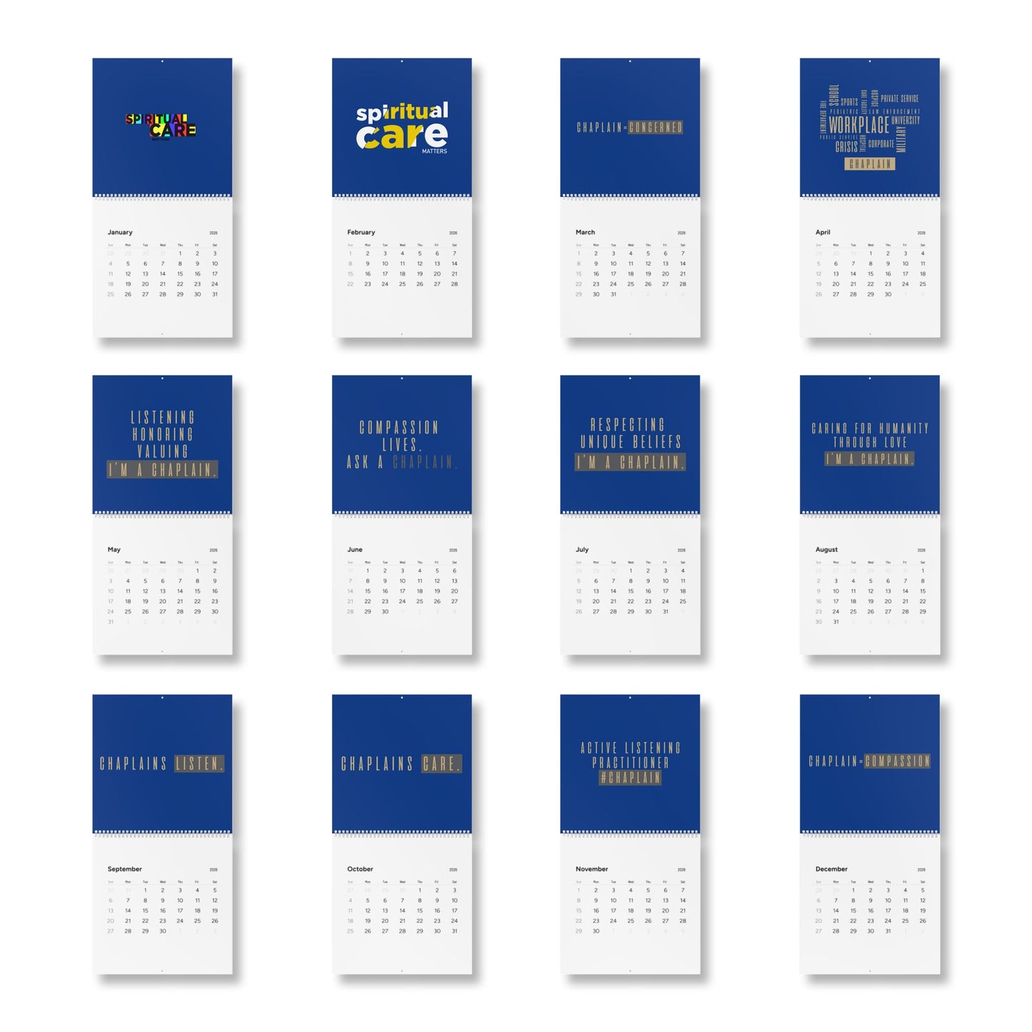 Spiritual Care 2026 Wall Calendar – Inspirational Chaplain Quotes & Monthly Planner