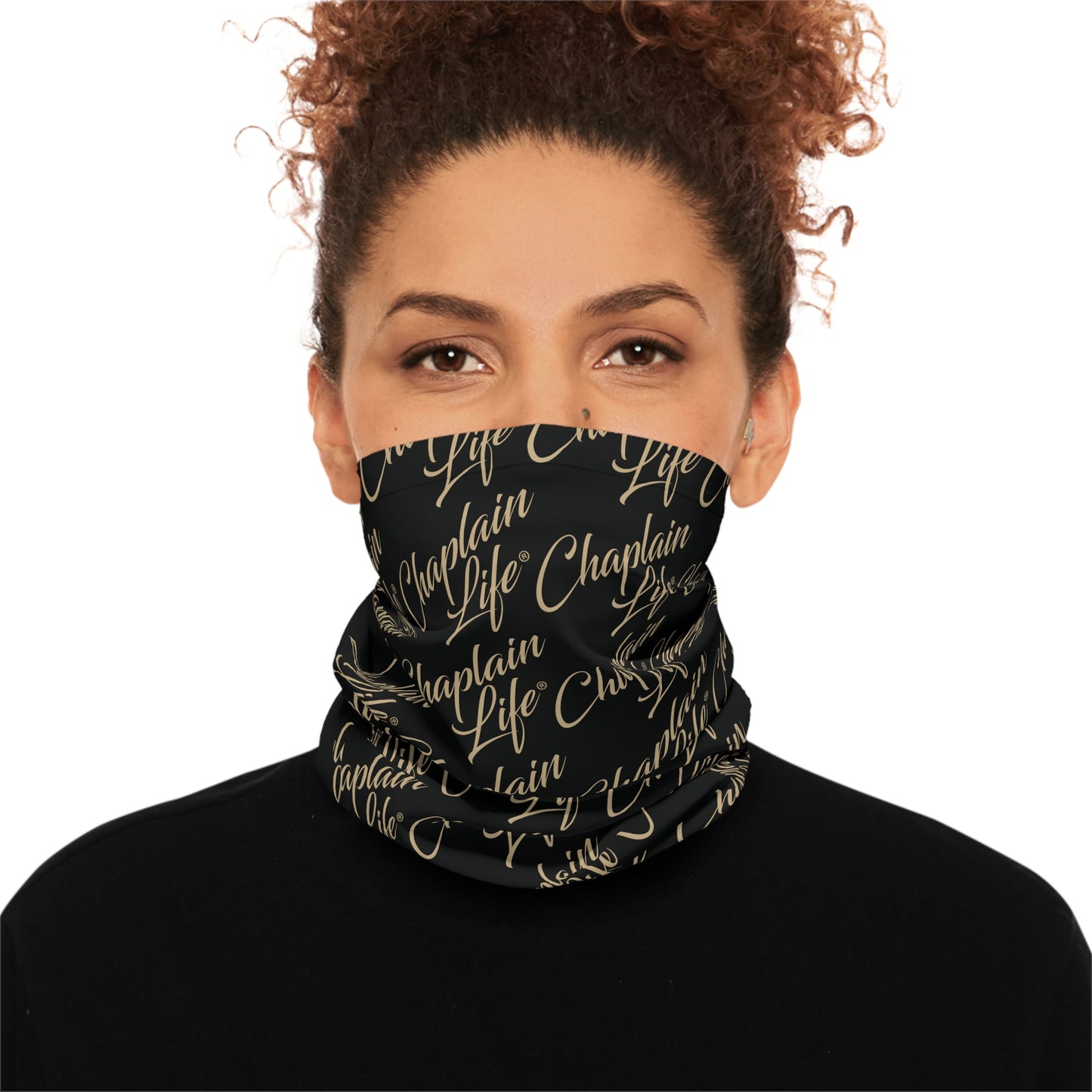 Captain Life Pattern Neck Gaiter — Lightweight Black Face Scarf