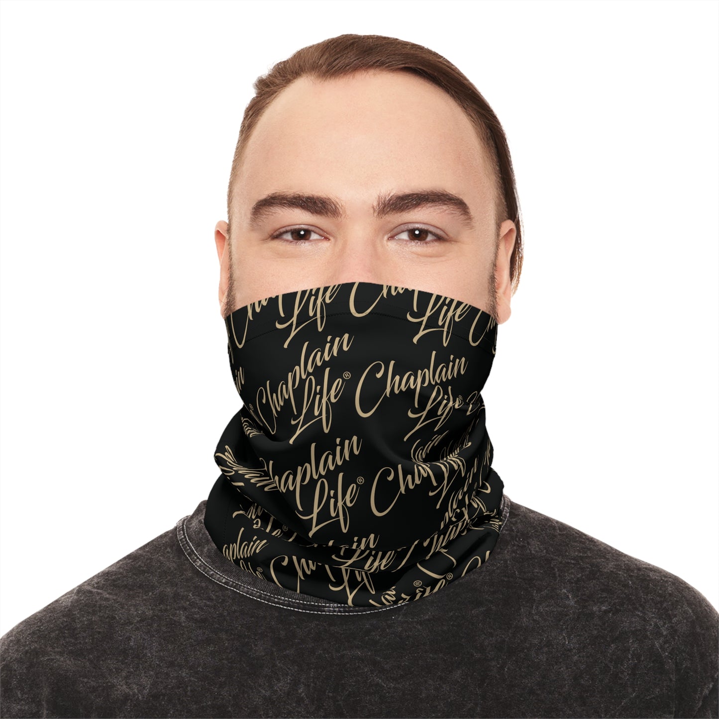 Captain Life Pattern Neck Gaiter — Lightweight Black Face Scarf